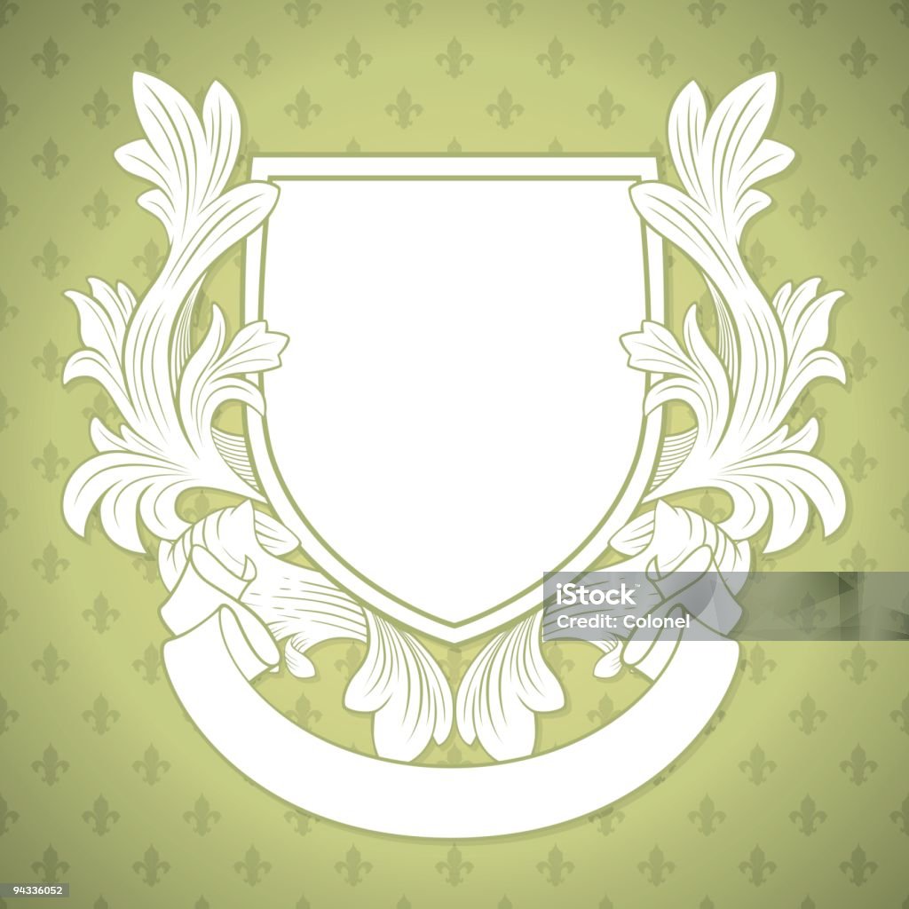 Stile Rococò shield e carta da parati - arte vettoriale royalty-free di Blasone