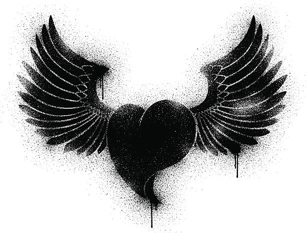 Winged Heart - Tag vector art illustration