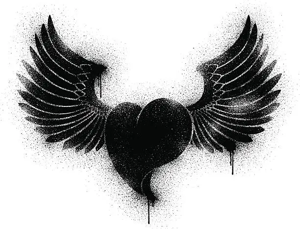 Vector illustration of Winged Heart - Tag