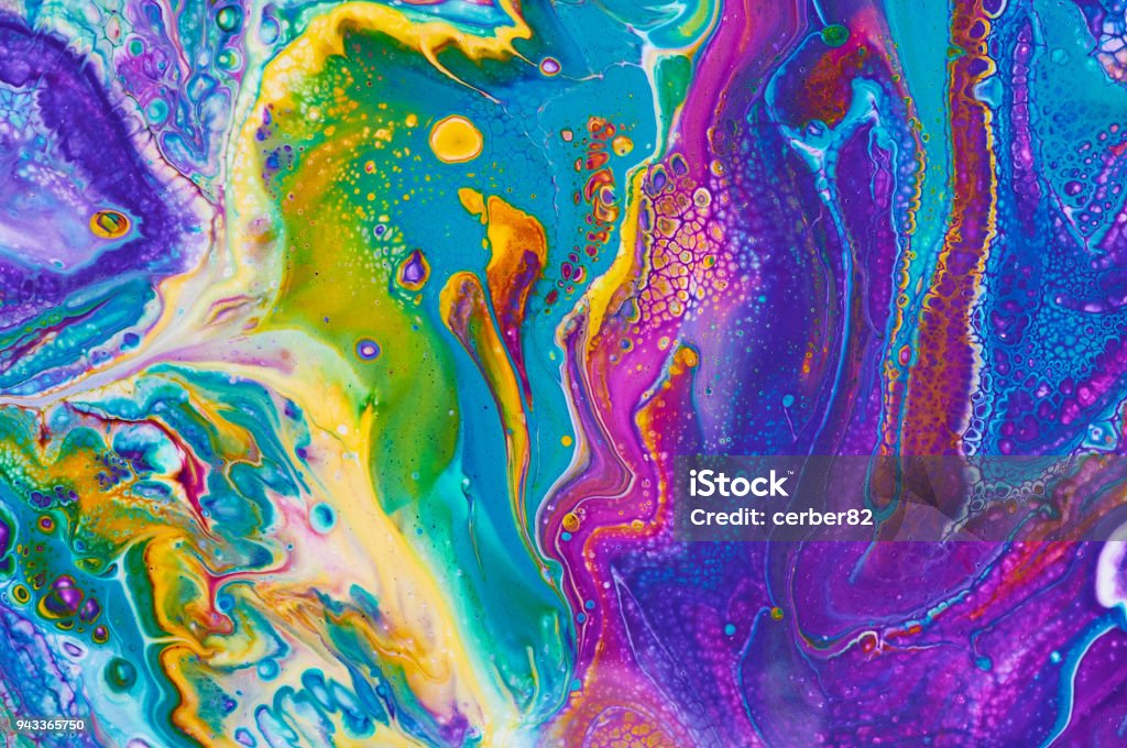 Fluid Art. Abstract colorful background, wallpaper, texture. Mixing  paints. Modern art. Marble texture Colors Stock Photo