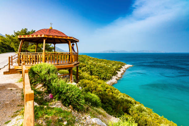 kusadasi in turkey - greece blue forest national landmark imagens e fotografias de stock