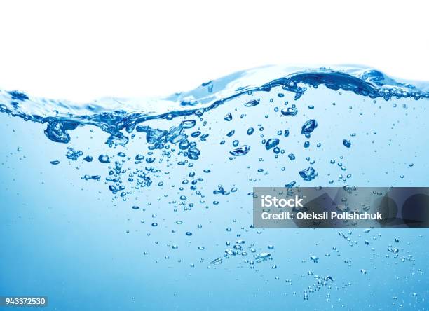 Water Splash And Wave On White Background Stock Photo - Download Image Now - Water, Splashing, Bubble