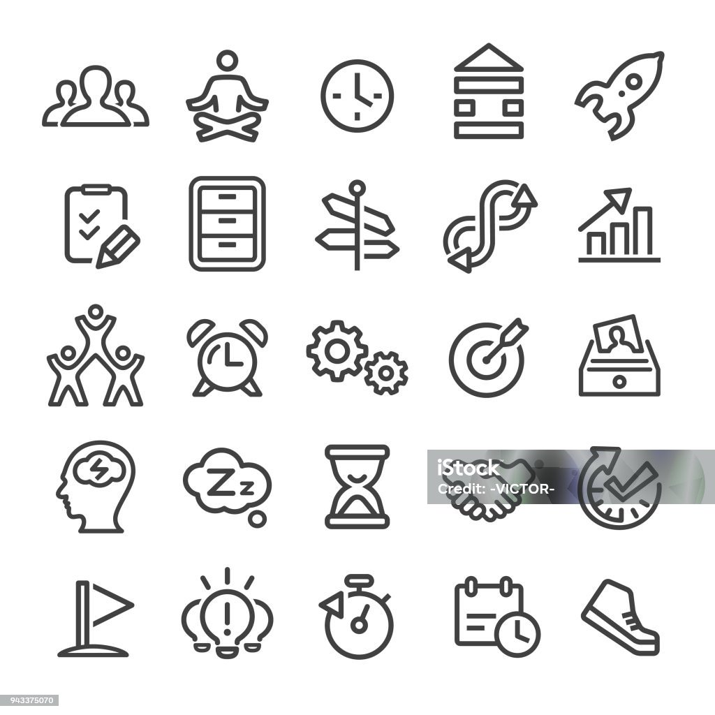 Productivity Icons - Smart Line Series Productivity, efficiency, planning, motivation, business, Icon Symbol stock vector