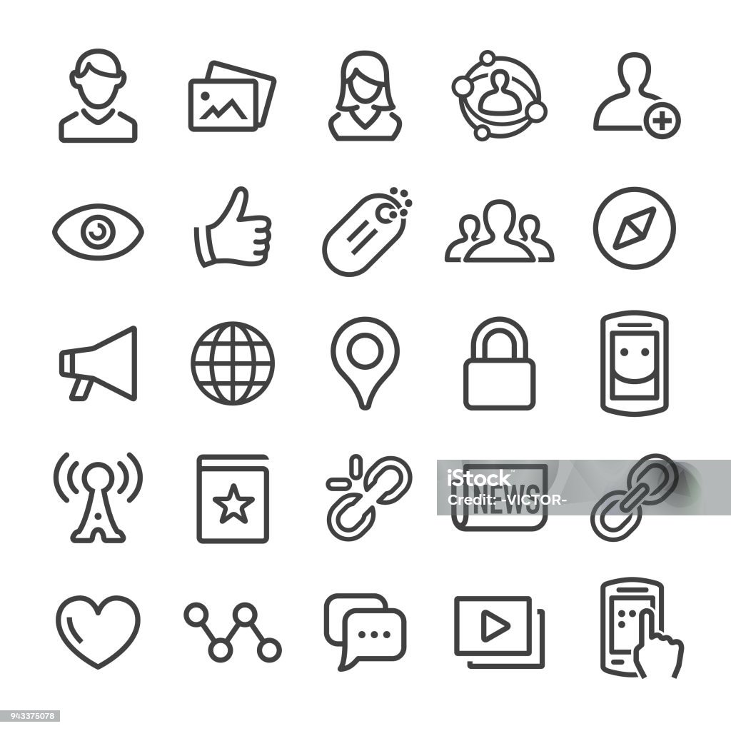 Social Networking Icons - Smart Line Series Social Networking, communication, social media, community Icon Symbol stock vector