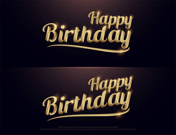 istock Happy Birthday Golden . Calligraphy lettering. Handwritten phrase with gold text on dark background. vector illustration 943383166