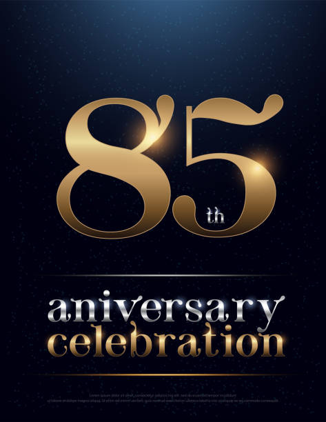 85th Anniversary Celebration Colored Metal Chrome alphabet. Elegant Silver and Golden Typography classic style gold font set for logo, Poster, Invitation. vector illustration 85th Anniversary Celebration Colored Metal Chrome alphabet. Elegant Silver and Golden Typography classic style gold font set for logo, Poster, Invitation. vector illustration seria stock illustrations
