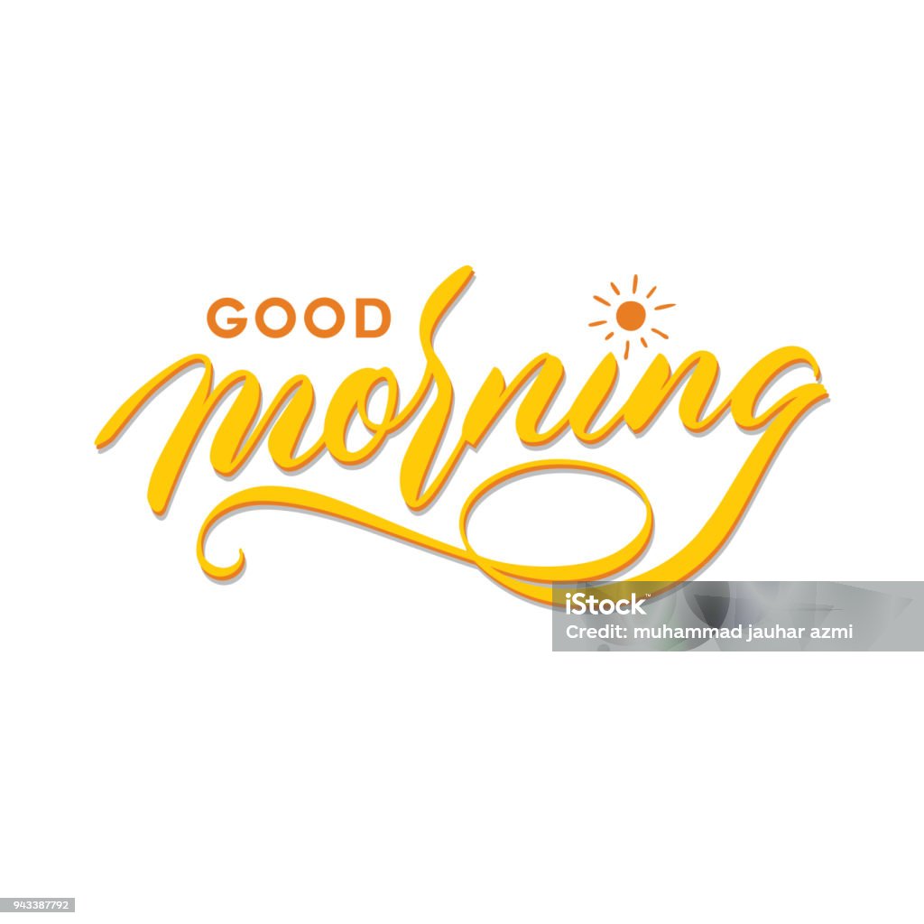 Good Morning Hand Lettered Good Morning Hand Lettering Typography Greeting Card Poster Stock ...