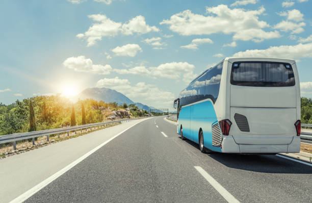 istock Bus rushes along the asphalt high-speed highway 943398240