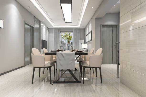 istock 3d rendering modern dining room and living room with luxury decor 943417922