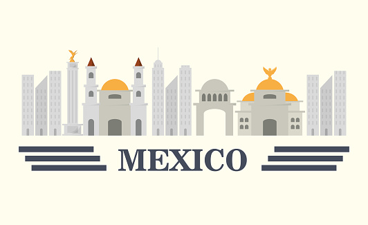 City buildings of mexico over white background, colorful design. vector illustration