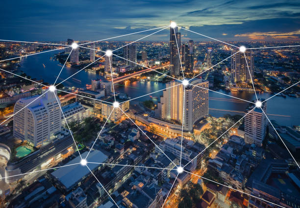 istock Bangkok night cityscape with modern buildings 943431014