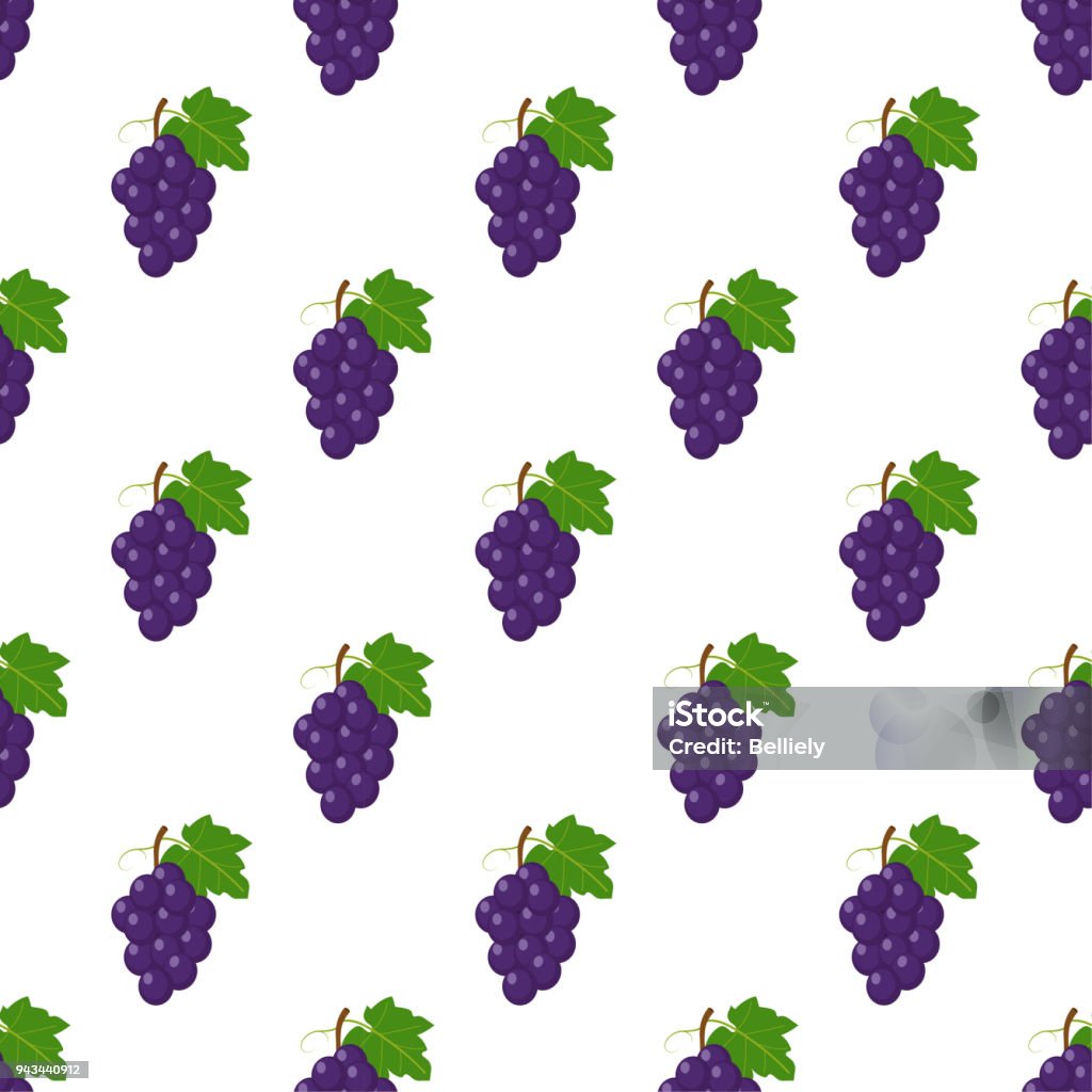 Illustration Seamless Pattern Flat Grape Isolated On White Background Fruit  Patterns Texture Fabric Wallpaper Minimal Style Raw Materials Fresh Fruits  Vector Stock Illustration - Download Image Now - iStock