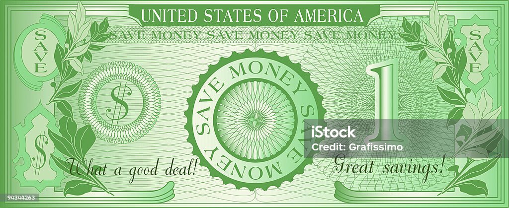 Bill d'économiser de l'argent de dollars américains - clipart vectoriel de Monnaie libre de droits