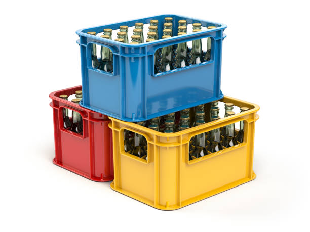 Crates Full Of Beer Bottles Isolated On White Background Stock