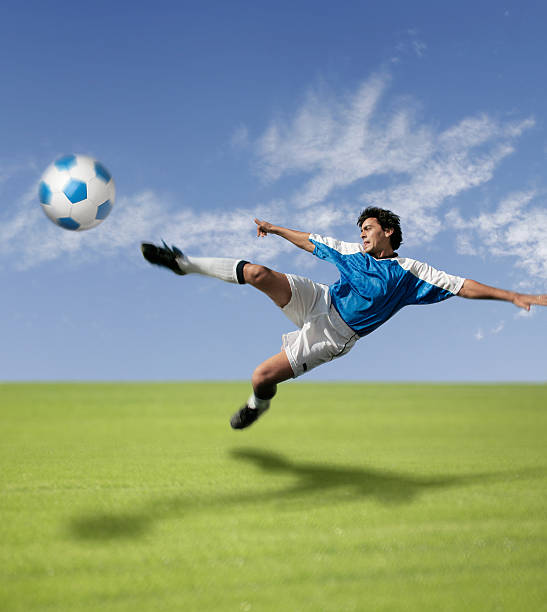istock Best soccer player hitting the ball 94345246