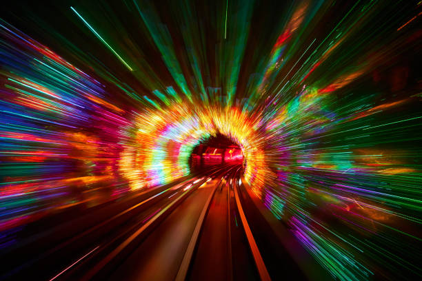 istock Moving tunnel railway background motion blur 943452684