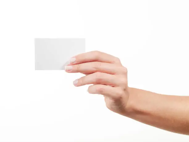 Woman Hand holding an empty business card