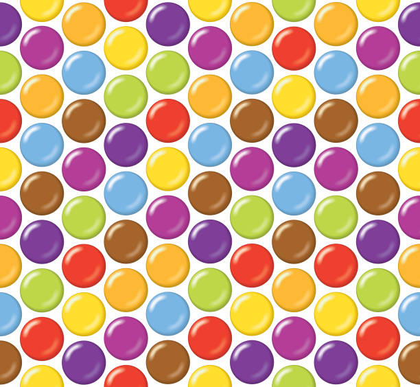 ilustrações de stock, clip art, desenhos animados e ícones de seamless candy background pattern. sugar coated candy on white background. - candy coated