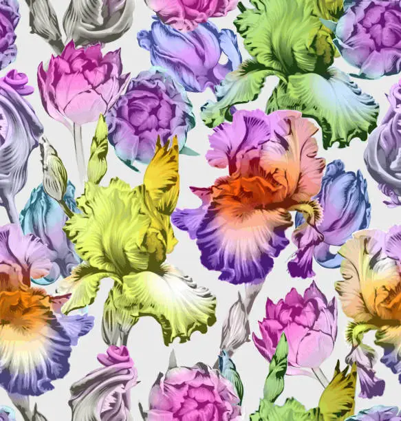 Photo of Floral seamless pattern. Colorful Spring Vector Backgrounds