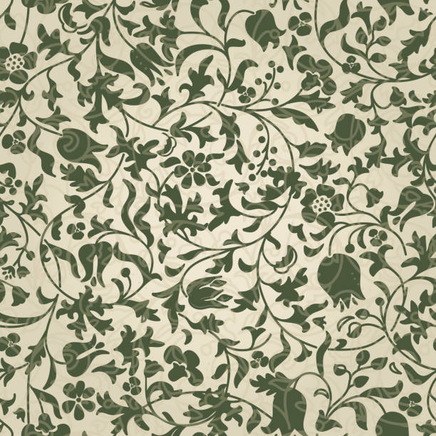 Hand drawn floral pattern. Seamless vintage pattern in Victorian style. vector art illustration