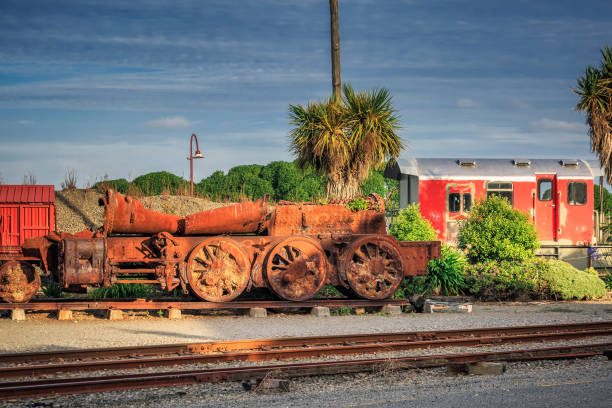 Old steam train at Oamaru in the South Island of New Zealand. Omaru is home to the steam punk.