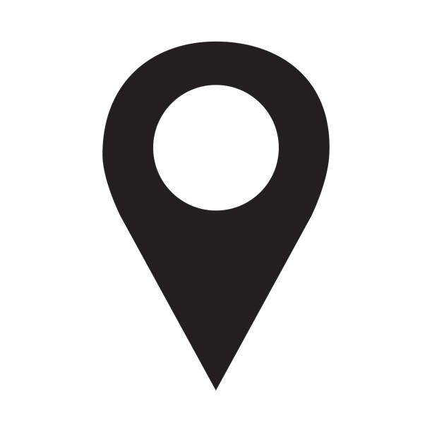 pin karte symbol flach vektor silhouette isoliert - menschliche siedlung stock-grafiken, -clipart, -cartoons und -symbole