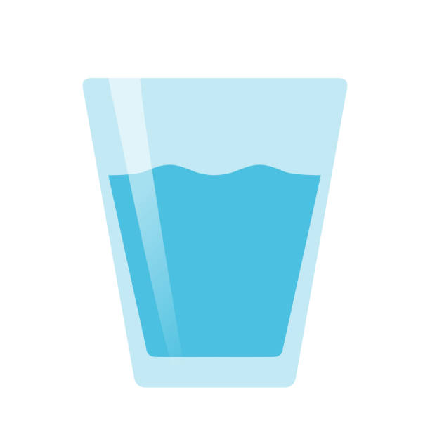 stockillustraties, clipart, cartoons en iconen met glas water platte vector op witte achtergrond geïsoleerd - glas water