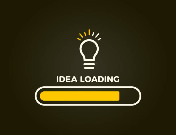 Loading bar almost complete with idea beeing processed on a lightbulb. Vector illustration design vector eps10 incomplete stock illustrations