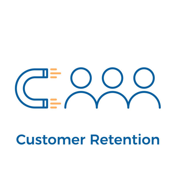 Customer retention with magnet and people design. Vector icon illustration. Digital inbound marketing. vector eps10 client retention stock illustrations