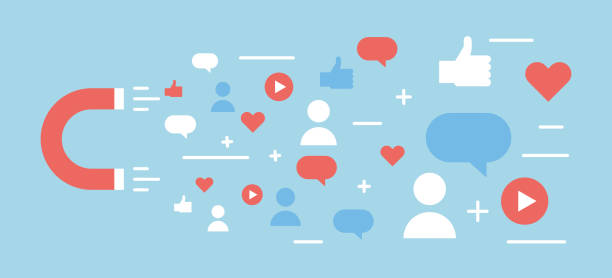 istock Online digital media magnet and influencer. Vector background illustration concept for popularity, likes, comments, followers. 943479122