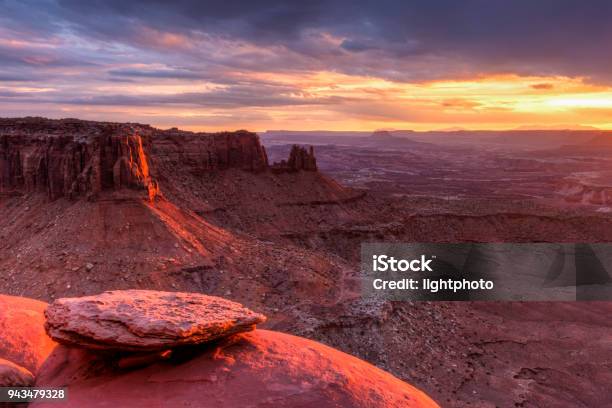 Junction Butte And Grand Viewpoint Sunset Stock Photo - Download Image Now - Boulder - Rock, Butte - Rocky Outcrop, Canyon