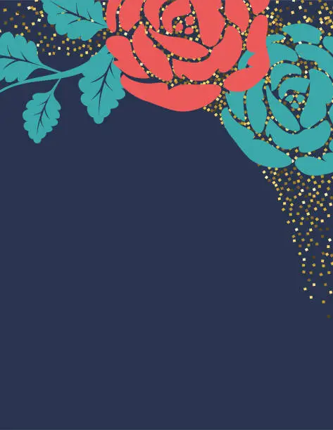 Vector illustration of Roses Background With Glitter Decorations