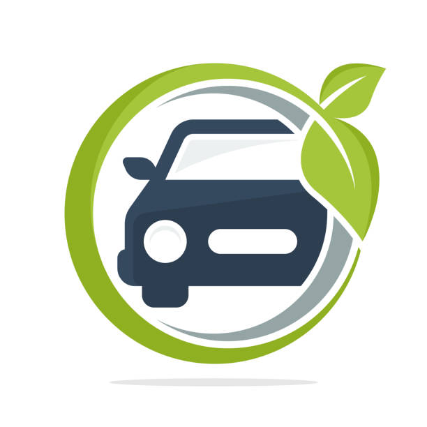 ilustraciones, imágenes clip art, dibujos animados e iconos de stock de ilustración del icono con el concepto de coche ecológico, coche eco. - green car