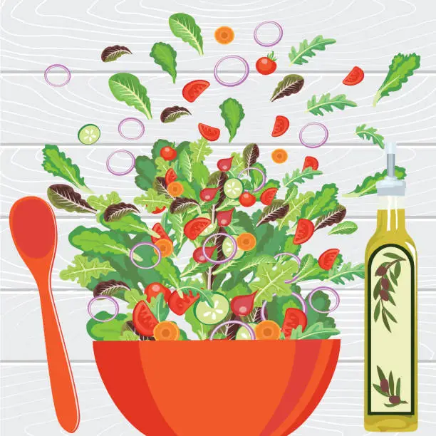 Vector illustration of Fresh Salads and Greens Concepts