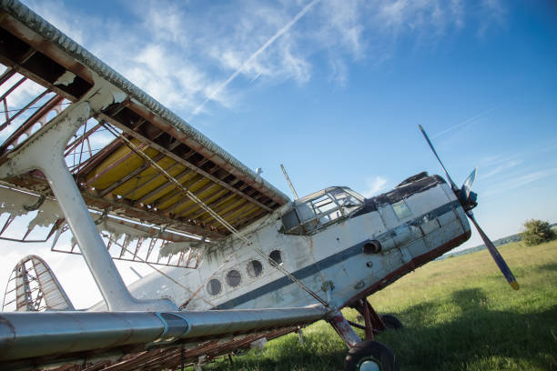 istock Abandoned old airplane on the field 943489272