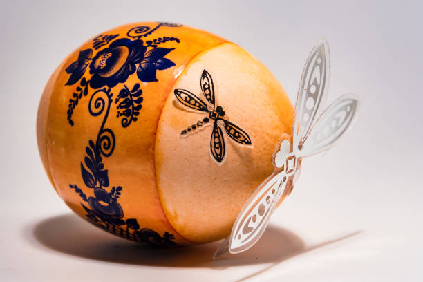 Easter eggs of various colors on a white background 2018