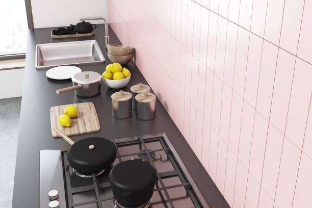 istock Top view of a gray kitchen counter 943512760