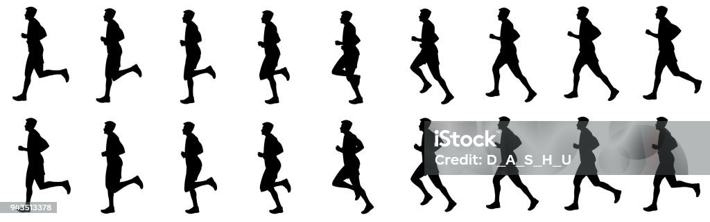 Man Run Cycle Animation Sprite Sheet Silhouette Stock Illustration -  Download Image Now - In Silhouette, Walking, People - iStock