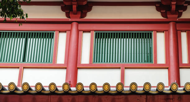 windows of buddha tooth relic temple, singapore - dragon china singapore temple imagens e fotografias de stock