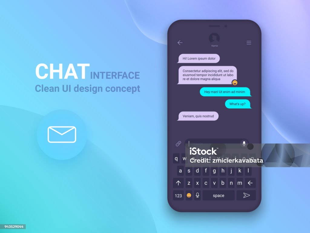 Chat Interface Application with Dialogue window. Clean Mobile UI Design Concept. Sms Messenger. Flat Web Icons Chat Interface Application with Dialogue window. Clean Mobile UI Design Concept. Sms Messenger. Flat Web Icons. Vector EPS 10 Online Messaging stock vector