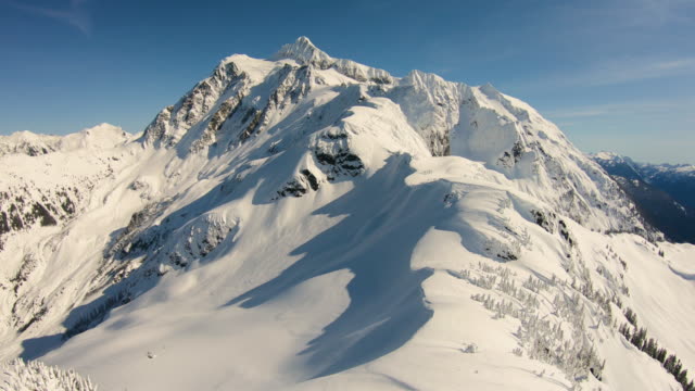 Mount Baker Ski Area Aerial Helicopter Winter Snowy Flyover Skiing Snowboarding Hiking Riding on Arm Mt Shuksan Huge Mtn Top