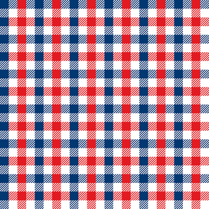Seamless vintage blue and red gingham check pattern texture