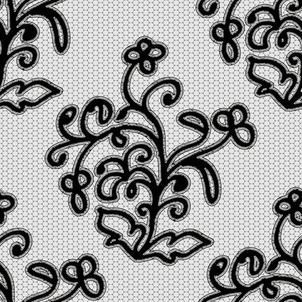 Seamless floral ornament monochrome embroidery black lace pattern. Seamless floral ornament monochrome embroidery black lace pattern. Vector illustration. lace black lingerie floral pattern stock illustrations
