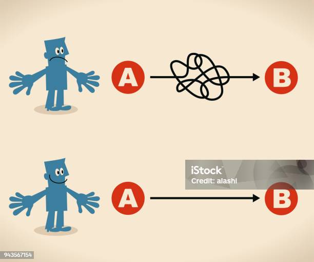 The Easy Way Or The Hard Way Businessman Want To Choose The Right Path Stock Illustration - Download Image Now