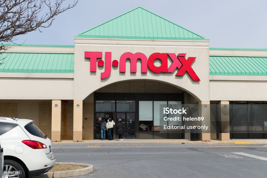 The front of a TJ Maxx store Philadelphia, Pennsylvania, April 7 2018: The front of a TJ Maxx store T.J. Maxx Stock Photo