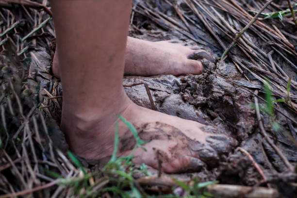 istock Foot on mud at the field in the thailand 943567628