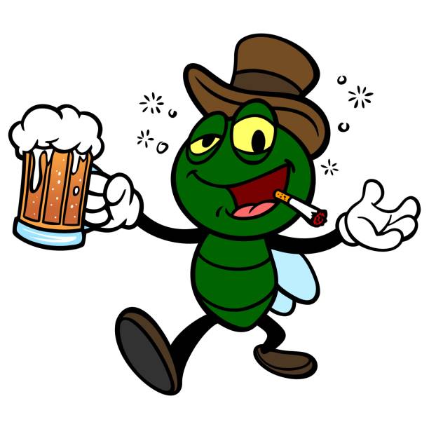 Bar Fly with Beer A vector cartoon illustration of a Bar Fly with Beer. vex nightclub stock illustrations