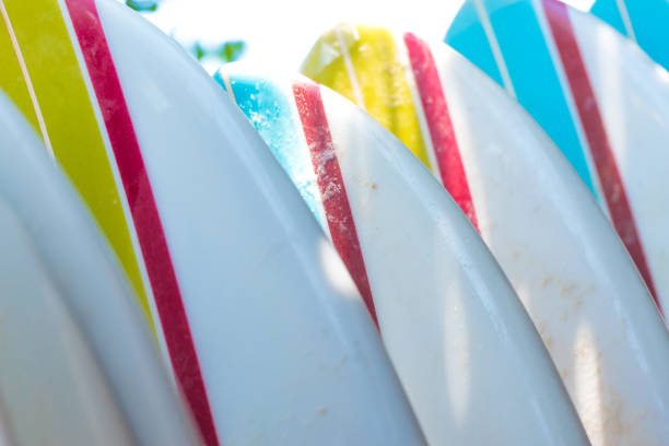 istock Surfboards close-up. Boards alligned for surfing. 943576468