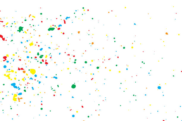 istock Abstract color splash illustration. Colorful confetti on white background. Calligraphy ink drop on paper random pattern background in color. 943579248