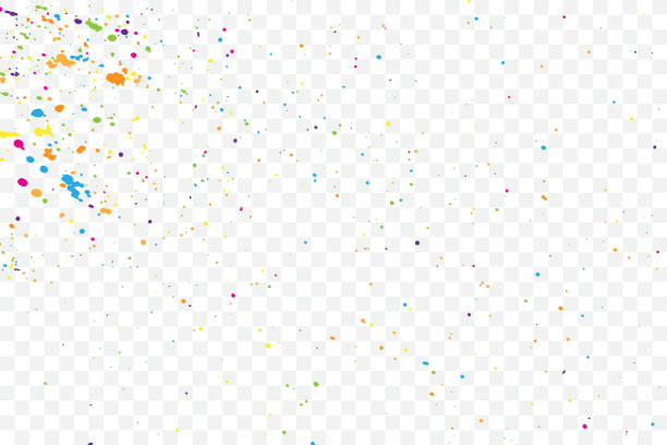 istock Abstract color splash illustration on transparent background. Calligraphy ink drop on paper random pattern background in color. Colorful confetti on transparent background. 943579296